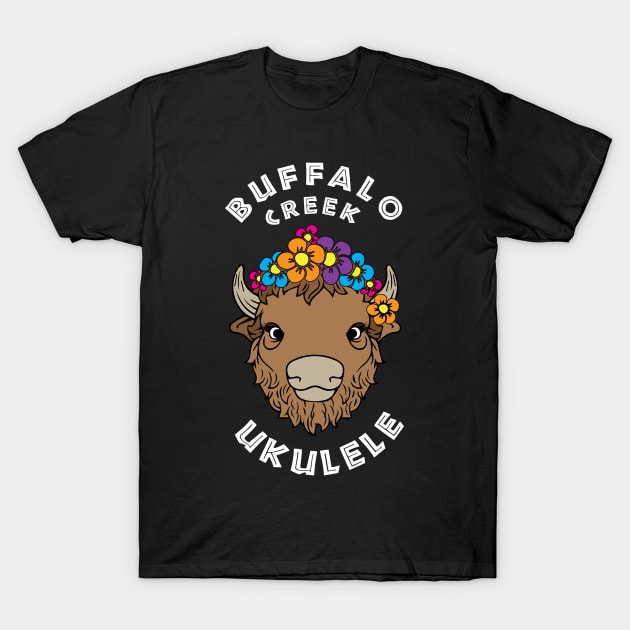 Buffalo Creek Ukulele_White Text T-Shirt by Sara Howard